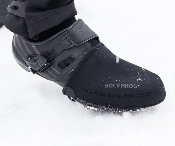 ROCKBROS Cycling Shoe Covers Bike Toe Covers Winter Toe Warmers Cycling Overshoes Protectors Kevlar Black 1 Pair