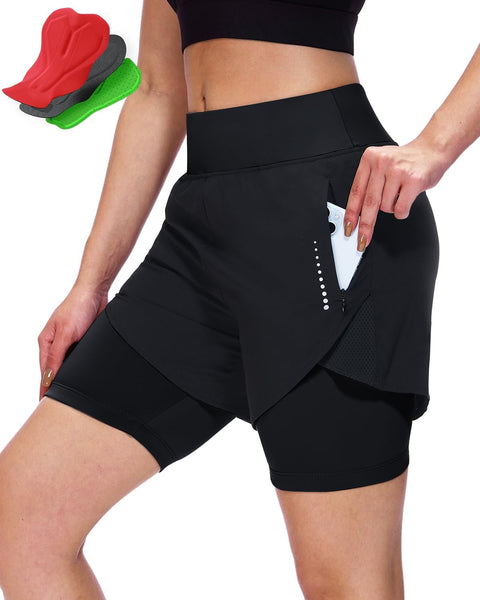 Sportneer Women Padded Bike Shorts - Comfort-First 4D Padded Cycling Shorts, High Waist Anti-Chafing Design, Breathable for Long Distance Road & Trail Black
