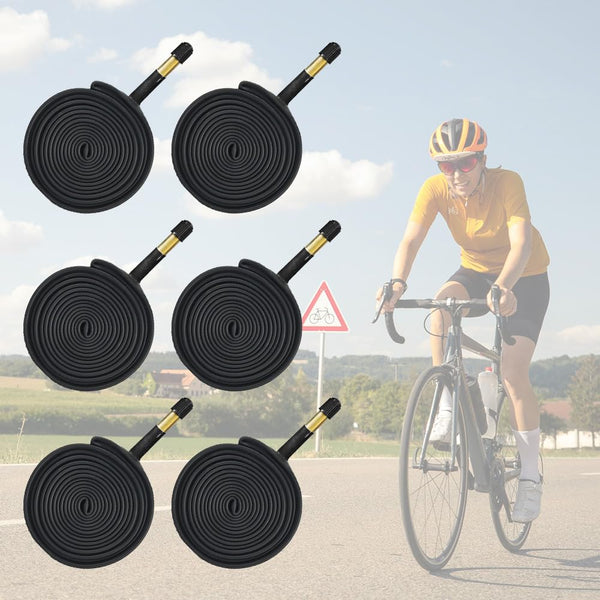 6 Pack 700c Bike Tire Tube 700 x 23c 25c 28c 30c 32c 35c 38c 40c 42c Road Bike Tubes 700C Inner Tube 48mm Presta Valve Butyl Rubber Bicycle Tube and Tire Levers