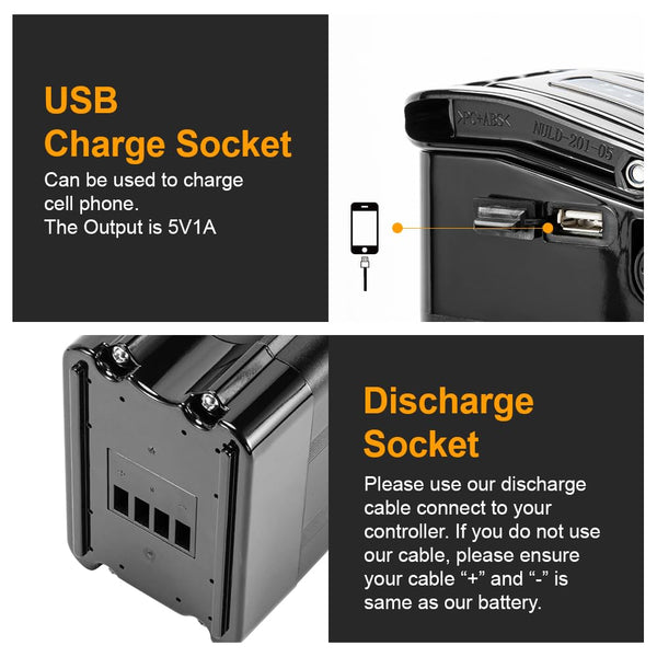 YS YOSE POWER 48V 15AH Lithium Ebike Battery Seat Tube 250W 350W 500W 750W 1000W Bicycle Electric Bike Battery with Charger 2Pins Discharge Port 30A BMS Silverfish E Bike Batteries