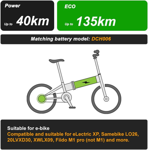 YS YOSE POWER Electric Bike Battery 48V 11.6Ah Compatible with Electric XP Samebike LO26 20LVXD30 XWLX09 Fiido M1 pro(not M1) Electric Bicycle Fit for DCH006 Battery Replacement