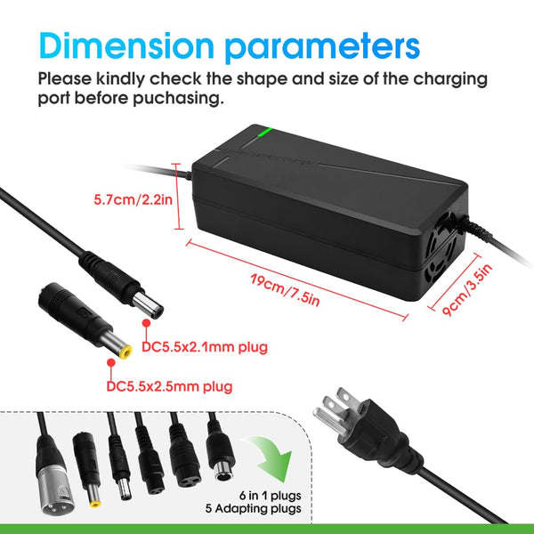 58.8V 5A Charger with 6-in-1 Plug for 52V Lithium Battery Such as Car Truck Lawn Mower Boat Marine Batteries (58.8V5A-(6-in-1 Plug))