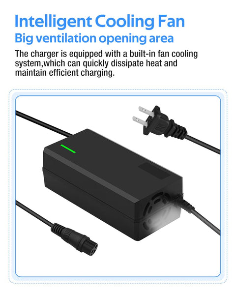 54.6V 3A / 5A Super Fast Charger for 48V Lithium Battery,No Adapter,7 Types of Plugs to Choose from, More Secure.Compatible with Most Plugs. with Cooling System (Cannon/XLR plug-3A)