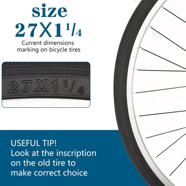 27 X 1 1/4 Bike Tire 27 Inch Road Bike Tires 32-630 Folding Bead Replacement Bicycle Tire Set