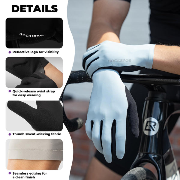 ROCKBROS Cycling Gloves for Men Women SBR Padded Shock Absorbing Bike Gloves Breathable Touchscreen Anti-Slip Palm Lightweight for Biking