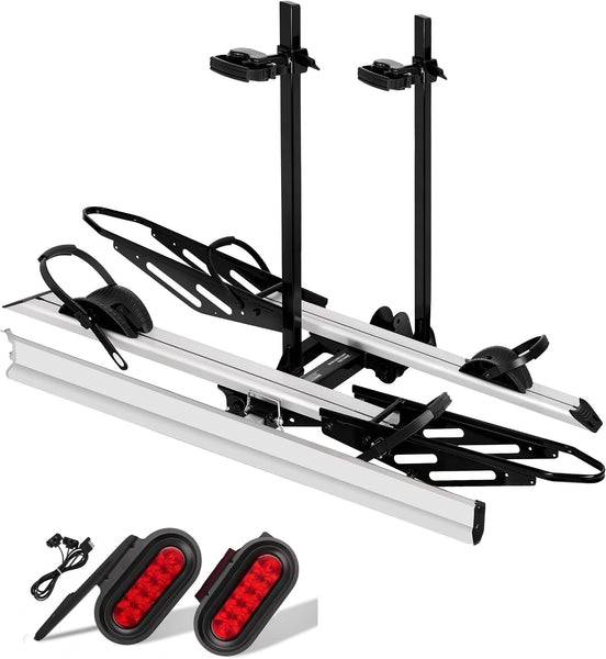 Young Hitch Mount Bike Rack with Ramp, 200 lbs. Capacity for 2 E-Bikes, Fat Tire and Standard, fits Cars, SUVs, RVs, Trailers with 2 Inch Receiver