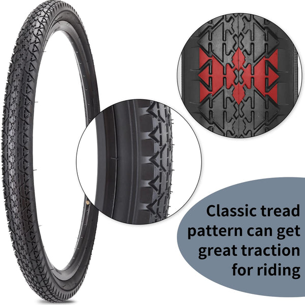 26 Inch Bike Tires 26 X 2.125(57-559) Replacement Tires or Schrader Valve Inner Tubes AV 32mm for Beach Cruiser Bike