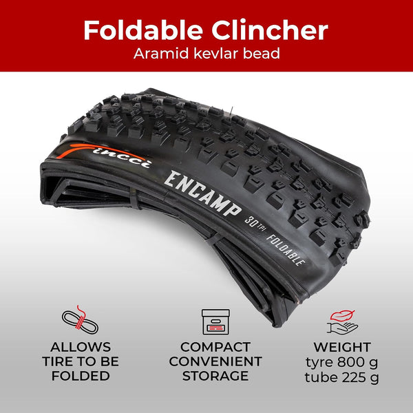 Fincci 26 x 2.25 Inch Foldable Mountain Bike Tires with Schrader Inner Tubes – 57-559 – 2 Pack – Kevlar Bead – MTB, Road & Off-Road Bicycle Tires