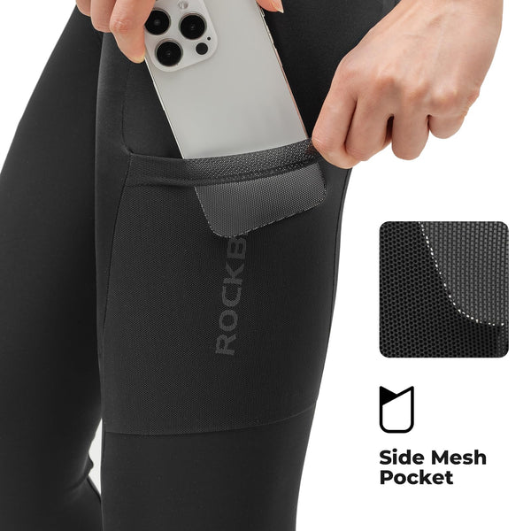 ROCKBROS Women's Cycling Pants 3D Padded Bike Pants Elastic Waist Non-Slip Breathable Tights Pocket Mountain Road Bike