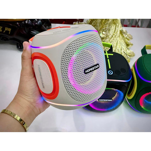 10W Portable Speaker with RGB Lights, Big Bass LED Lights, Supports TF Card/USB, AUX in, TWS for Party (Black)
