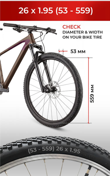 Fincci Bike Tyre 26 x 1.95 Inches - MTB Tires 26 inch, 53-559 with 3mm Anti Puncture Proof Protection 60 TPI for Cycle, Road, Mountain, Hybrid, Cross Country Bicycle