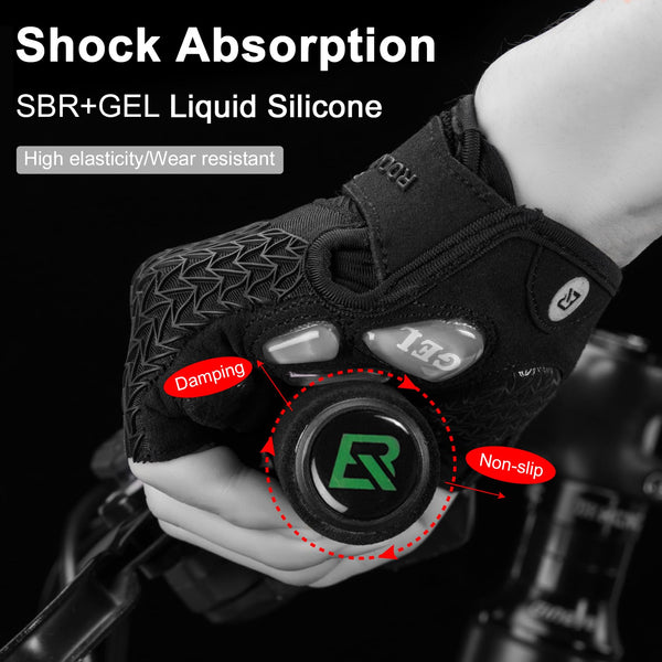 ROCKBROS Cycling Gloves for Men Women with Anti-Slip Shock-Absorbing Pad Fingerless Bike Gloves Light Weight Breathable Biking Gloves