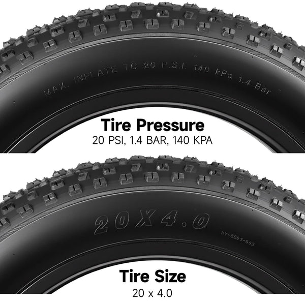 20x4.0 Fat Tire and Tube Set, Folding 100-406/20 x 4 Fat Tire Puncture Resistant with Ebike Tires 20x4 Inner Tube, 20 Inch Fat Tires for Snow, Beach, Mountain, Off Road Commuter Use