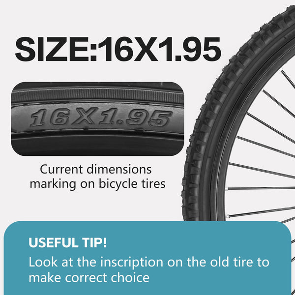 2 Pack 16/20/24 X 1.75/1.95/2.125 Bike Tires 16/20/24 Inch Folding Bicycle Tires with Inner Tubes AV 32mm Schrader Valve Suitable for Mountain Beach Cruiser Bike Replacement Tires