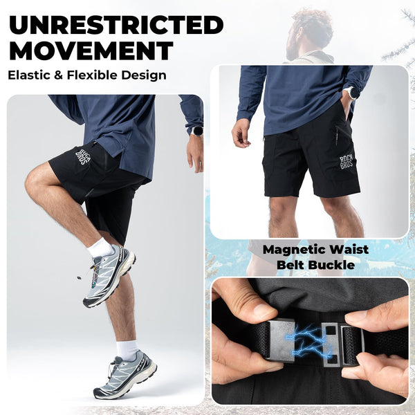 ROCKBROS Men's Mountain Bike Shorts, Lightweight MTB Shorts with Secure Zipper Pockets, Casual Cycling Hiking Shorts
