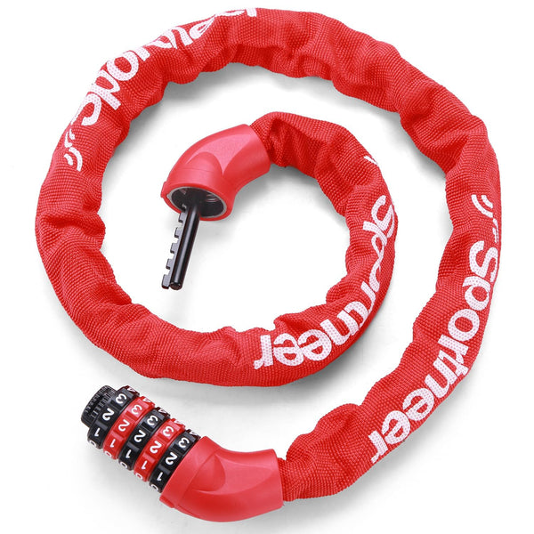 Sportneer Bike Lock: 5 Digit Combination High Security Anti Theft Bike Chain Lock - 3.2/3.6/4ft Heavy Duty Keyless Bicycle Lock for Bike, Motorcycle, Scooter, Door & Gate - 4/6mm Thick, Easy to Use