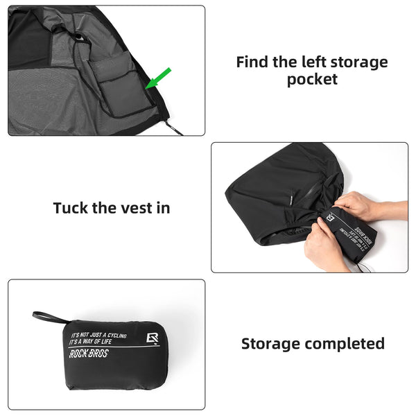 ROCKBROS Cycling Vest for Men Windproof Sleeveless Jacket Two-way zipper Gilet Super-Light Coat for Cycling Hiking Running