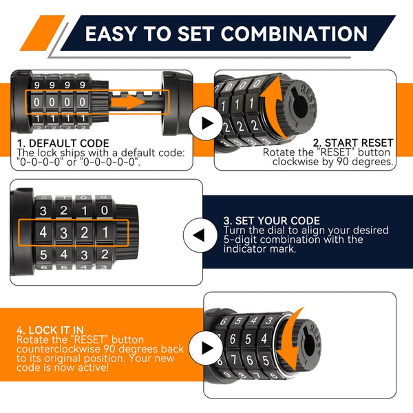 SEPOX® 4Pcs Pack 6FT Extra Long Cable Combination Bike Locks, 5 Digits Retractable Security Lock, 12mm Heavy Duty Anti Theft Anti Rust Cable for Bicycle, Scooter, Gate, Outdoor Equipment, Weatherproof