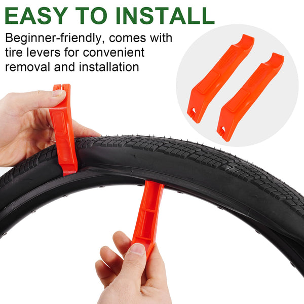 2-Pack 20x1.75 Bike Tire Tube, 20 Inch Mountain Bike Tires & Tubes, Folding Replacement Bicycle Tires with 2 Tire Levers for Hybrid, City Commuter, Urban