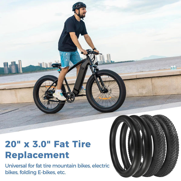20 x 3.0 in Fat Bike Tires & Tubes, 20 Inch Fat Tire Folding Tires, 76-406 20x3.0 Ebike Tires with Levers, 20x 3.0 Electric Bike Tire for Mountain Bikes & Ebikes