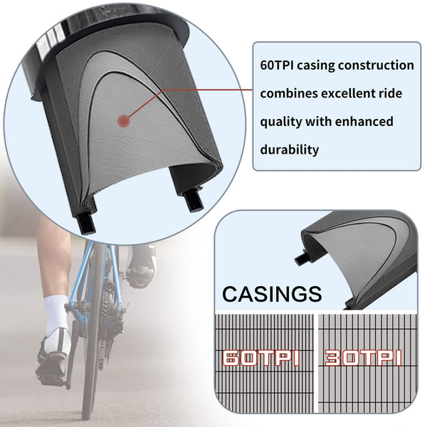 700 X 23C/700 X 25C/700 X 28C/700 X 35C Bike Tire Foldable Replacement Tires for Road Bicycle