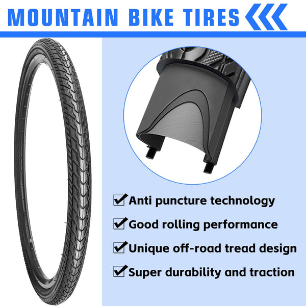 26x1.75 Bike Tires (47-559) 26 Inch Bike Tires or with 26" Bike Tubes 32mm Schrader Valve Suitable for 26 x 1.5 26 x 1.75 26 x 1.95 Bicycle Tires and Tubes for City Road Bicycles