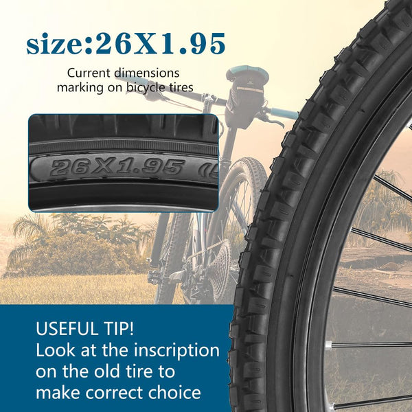 2 Pack 26 X 1.95 Bike Tires 26 X 1.75/1.95/2.125 Replacement Bicycle Tires or Set with Inner Tubes AV 32mm Schrader Valve Suitable for Mountain Beach Cruiser Bike Replacement Tires & Tubes