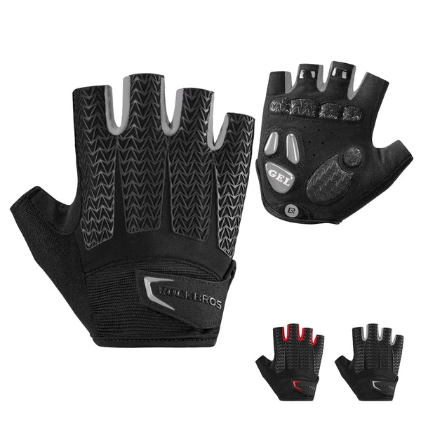 ROCKBROS Cycling Gloves for Men Women with Anti-Slip Shock-Absorbing Pad Fingerless Bike Gloves Light Weight Breathable Biking Gloves