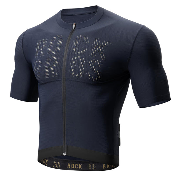 ROCKBROS Cycling Jersey Men Bike Jersey Short Sleeve with Zipper Pocket Breathable Quick-Drying Road Mountain Running