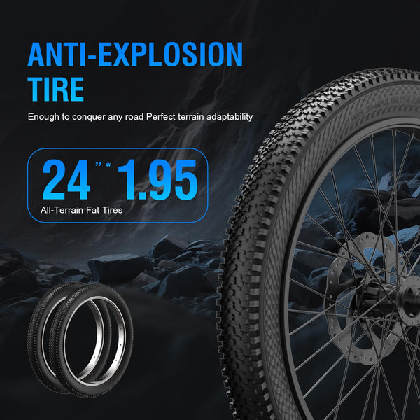 2 Pack Mountain Bike Tires, 24/26x1.95/2.125inch Folding Replacement Mountain Bicycle Tires and Tubes with 2 Inner Tubes & Levers, Puncture-Resistant & Wear-Resistant Bicycle Tires