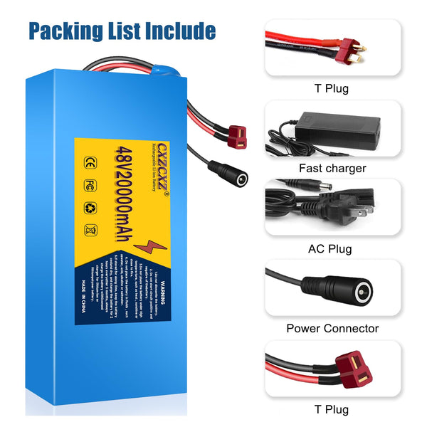 Ebike Battery 48V10Ah Lithium Battery Pack with 20A BMS, XT60 Connector for 200W-1500W Electric Bikes Scooters, ATVs, Electric Dirt Bikes(UL Certificated)