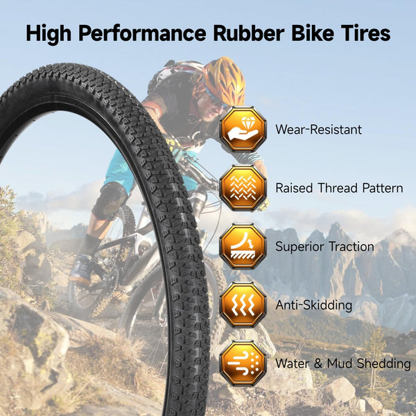 yeesport 29 inch Bike tire Replacement Set, 2-Pcs 29" x 2.215" Mountain Bike Tire Tube 57-622 with Levers Compatible Compatible with 29x2.0 29x2.10 29x2.125 Bicycle Tires