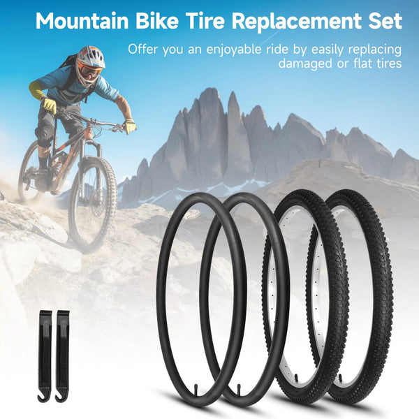 yeesport 24/26x2.125 Bike Tire and Tube Set, (57-507) 24 Inch/(57-559) 26 Inch Mountain Bike Tire with 24/26 x 2.125 BikeTubes & Tire Replacement
