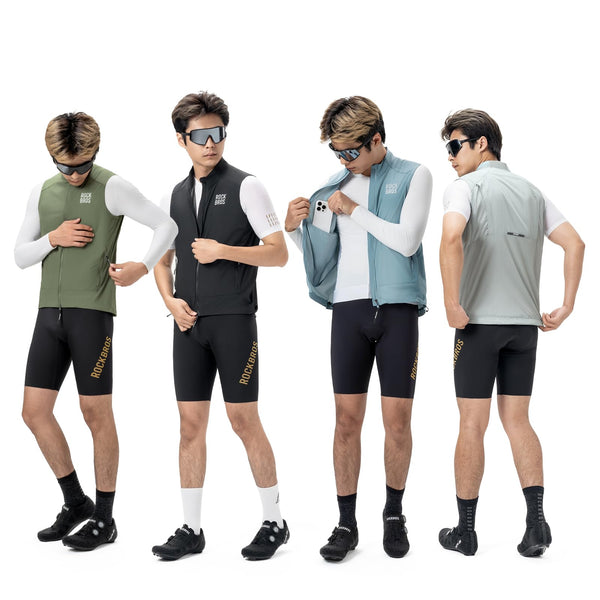 ROCKBROS Cycling Vest for Men Windproof Sleeveless Jacket Two-way zipper Gilet Super-Light Coat for Cycling Hiking Running