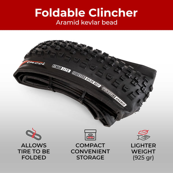 Fincci Set Foldable Kevlar 29x2.25 Mountain Bike Tire with Inner Tubes Schrader-Presta - 29 inch Bike Tire Maori 60 TPI with 1 mm Nylon Puncture Resistant for Electric, Enduro, MTB, XC Bicycle