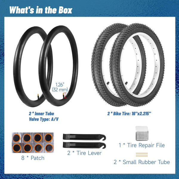 2 PCS 14/16/18x2.125" Bike Tires and Tubes, 14 Inch Bicycle Tires 57-305/16x2.125 Inch Bike Tire 57-355/18 x 2.125 Inch Bicycle Tire and Tube Combo