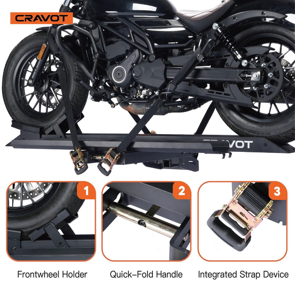 CRAVOT CyberRack E2 Hitch 2 EBike Rack with Ramp, 200 lbs Capacity Electric Bike Carrier Foldable Platform Mount, Up to 5-inch Fat Tire Bicycle for 2'' Receiver Cars Trucks SUVs Minivans RV, Trailer