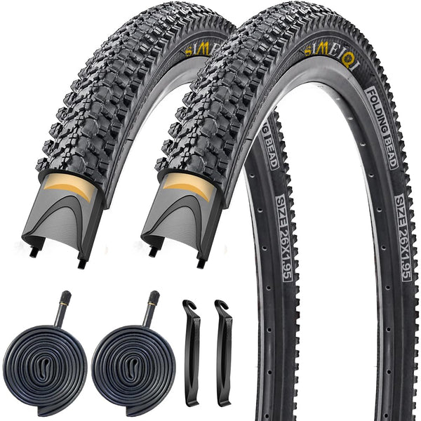 26 X 1.95 Inch Folding Bike Tires with 3mm Anti Puncture Proof Protection for Mountain Bicycles