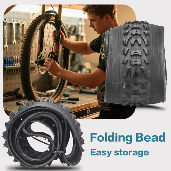2 Pack 16/20/24 X 1.75/1.95/2.125 Bike Tires 16/20/24 Inch Folding Replacement Bicycle Tires Suitable for Mountain Beach Cruiser Bike Replacement Tires