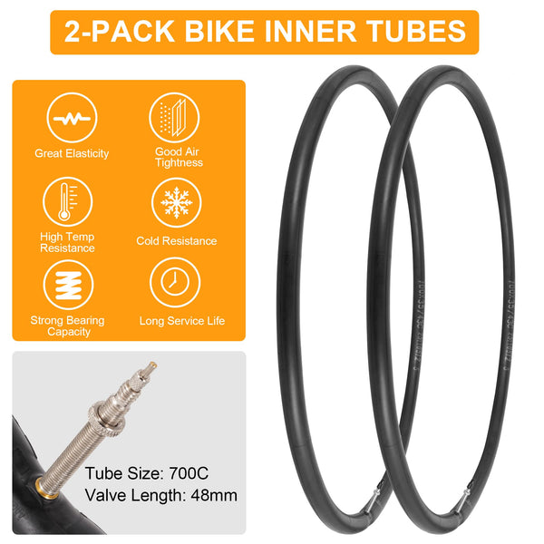 2-Pack 700x28c Bike Tire Tube, 700c Road Bike Tires & Tubes, Folding Replacement Bicycle Tires for City Commuter Road