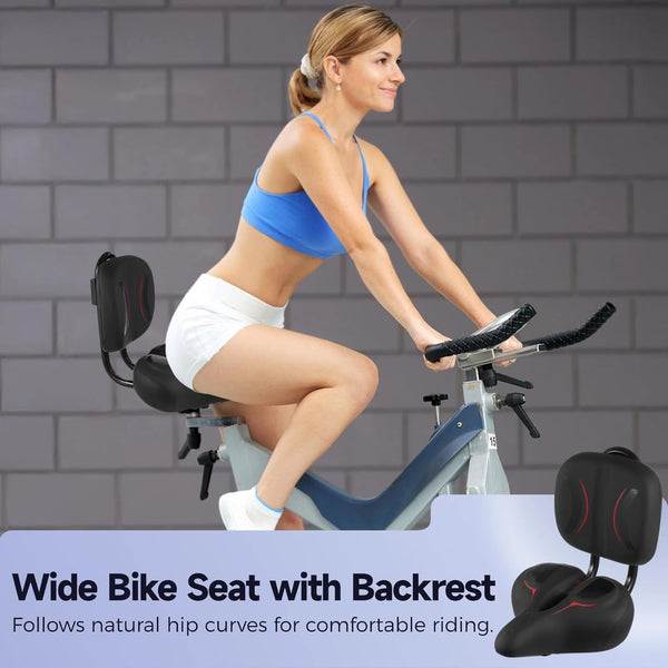 yeesport Oversized Ergonomic Bike Seat with Adjustable Backrest, Wide Bicycle Saddle Cushion for Comfort Riding, Padded Support Design for Tricycles, Cruiser Cycles, Exercise and Ebike Use