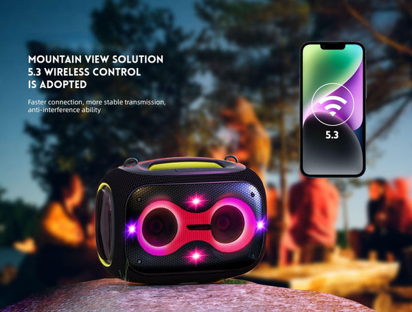 Portable Bluetooth Speaker with Dual Wireless Mics with Volume Control, 120W, Tripod Stand, 10+ Hours Playtime, Big Bass TWS/USB/TF Card/AUX IPX6 Waterproof Party Box (Gray)