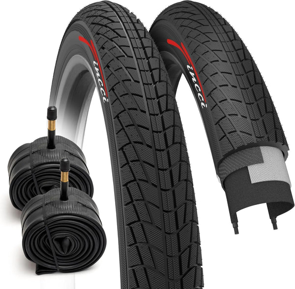 Fincci BMX 20 x 1.75 Bike Tire and Tube - Foldable 20 inch Bike Tire, 47-406 20 inch Bike Tube Schrader, 27 TPI for Kids, Teen & Adults and Tricycle Road, Trick, Trike, Electric Freestyle Bike