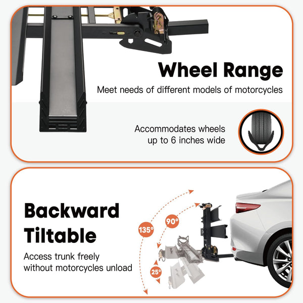 CRAVOT CyberRack E2 Hitch 2 EBike Rack with Ramp, 200 lbs Capacity Electric Bike Carrier Foldable Platform Mount, Up to 5-inch Fat Tire Bicycle for 2'' Receiver Cars Trucks SUVs Minivans RV, Trailer