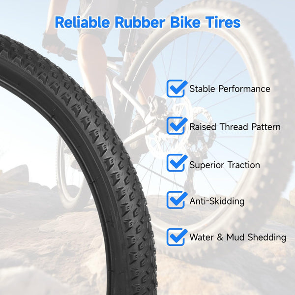 yeesport 24/26x2.125 Bike Tire and Tube Set, (57-507) 24 Inch/(57-559) 26 Inch Mountain Bike Tire with 24/26 x 2.125 BikeTubes & Tire Replacement