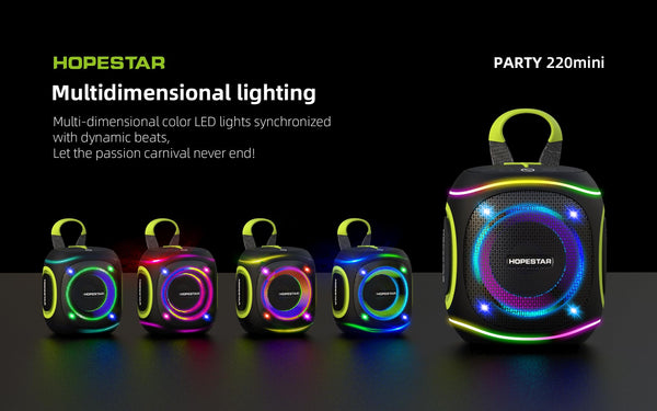 10W Portable Bluetooth Speaker with RGB Lights (Black)