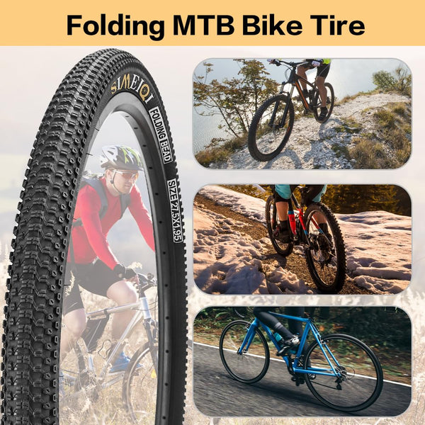 27.5 X 1.95 Inch Folding Bike Tires with 3mm Anti Puncture Proof Protection for Mountain Bicycles