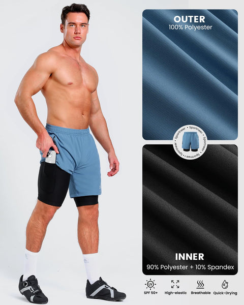 Sportneer Bike Shorts for Men - 3D Padded Lightweight MTB Fit Riding Biking Bicycle Biker Shorts with Zipper Pockets