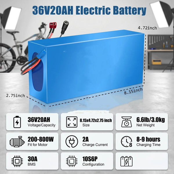 Ebike Battery 48V10Ah Lithium Battery Pack with 20A BMS, XT60 Connector for 200W-1500W Electric Bikes Scooters, ATVs, Electric Dirt Bikes(UL Certificated)