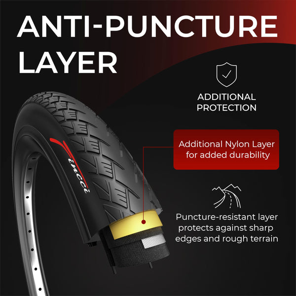 Fincci City 700x35c Bike Tire with 700c Bike Tube Schrader/Presta - 2er Foldable 700c Tires, 37-622 with 1 mm Puncture Resistant - Kevlar Road Bike Tires 28 inch for Touring, Hybrid, Electric Bicycles
